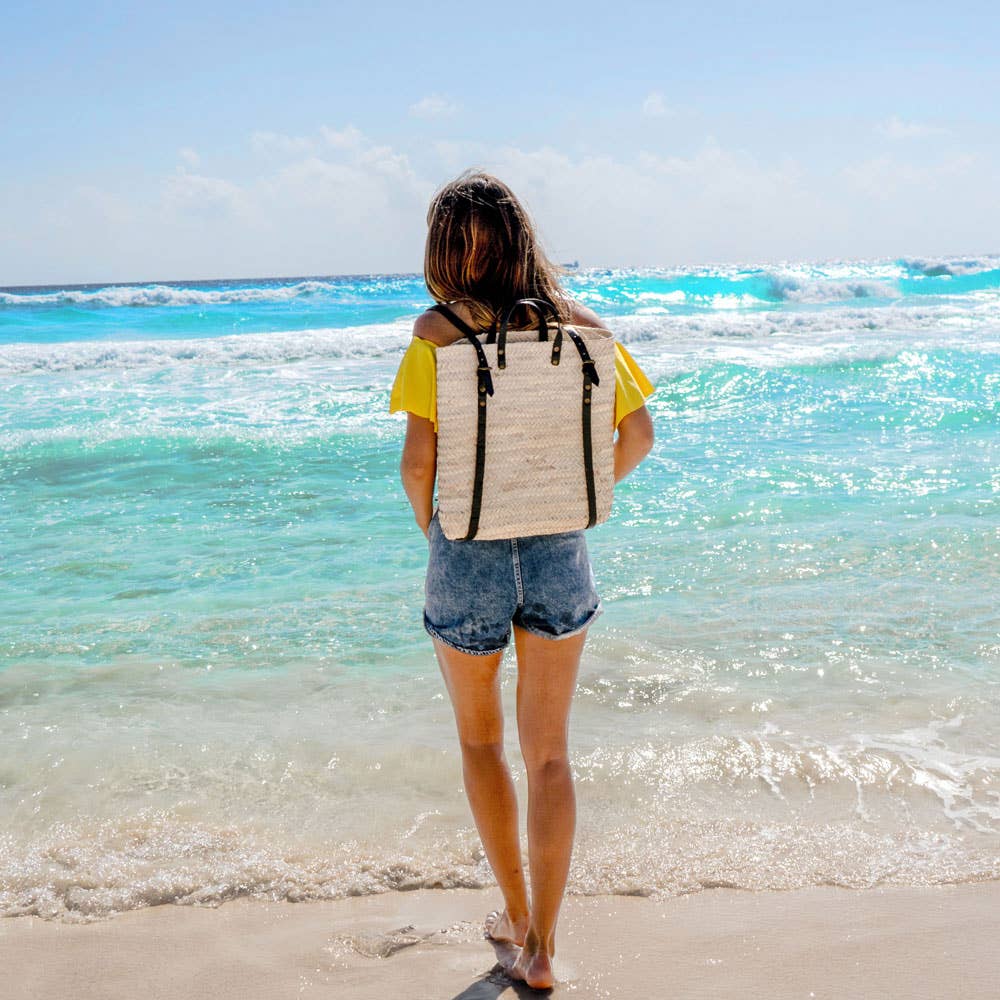 Sapphire Moroccan Straw Backpack