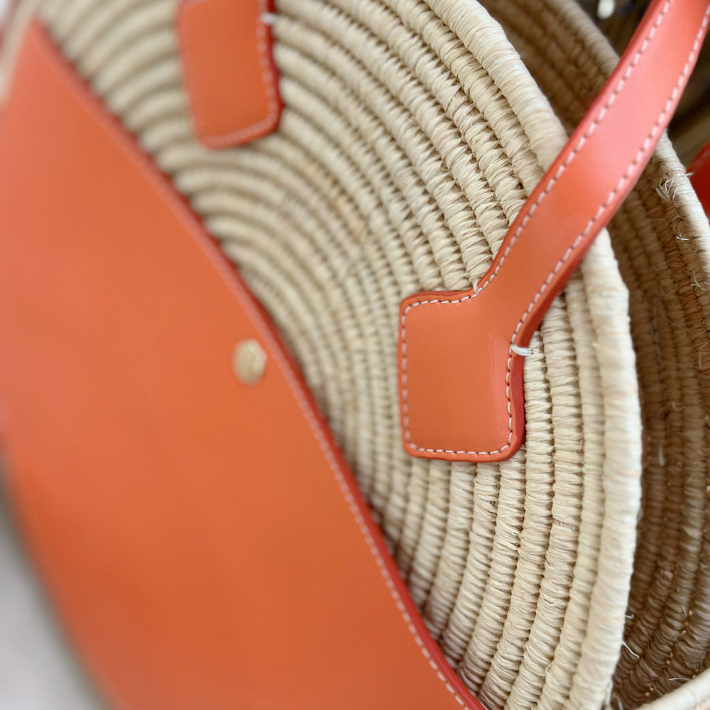 Lux Raffia Round Basket
